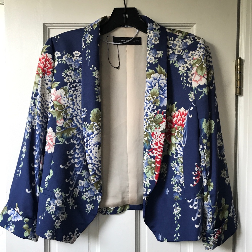 Zara silk floral blazer